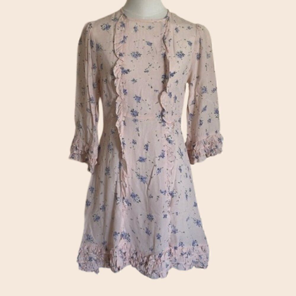 by TiMo Light pink Floral Ruffle Coquette Mini Dress Size Small
